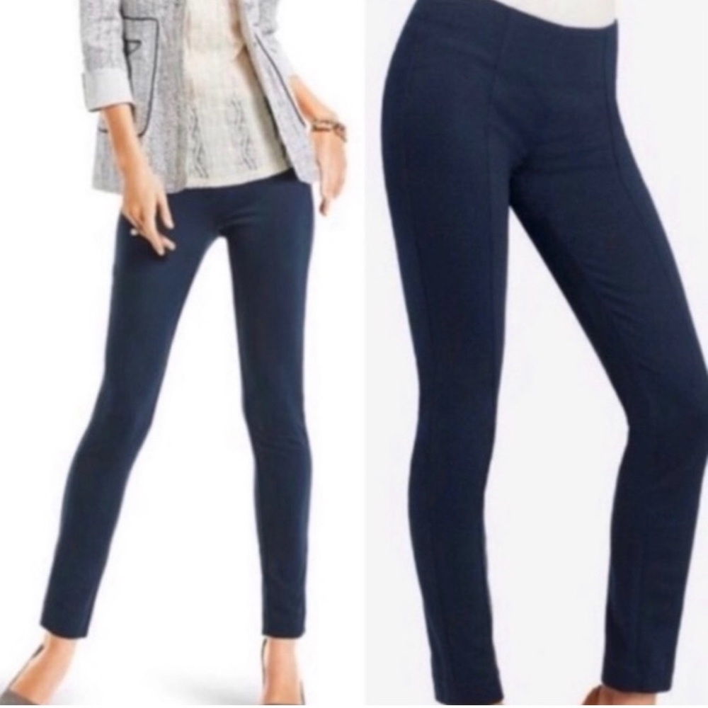 CAbi #814 Newport Navy Blue Fitted Stretch Trousers Pants Size 10